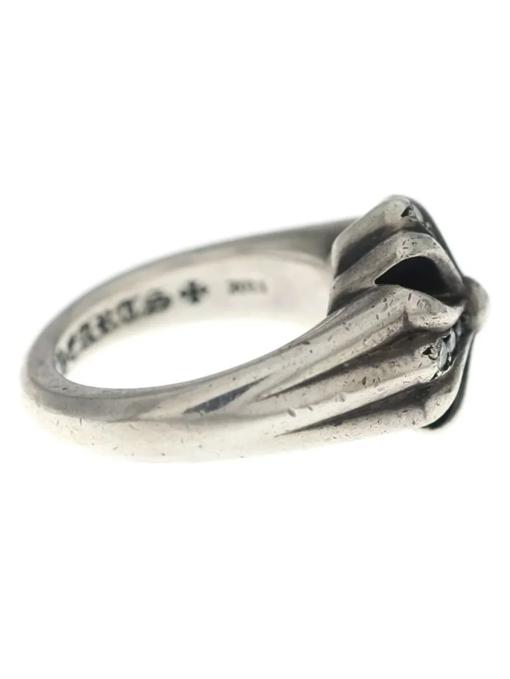 Chrome Hearts Cutout CH Pls Sml P D Small Plus Pave Diamond Silver Ring